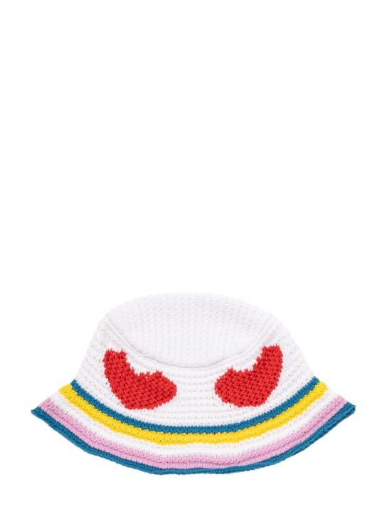 Stella Mccartney Kids: Cotton knit bucket hat - Ivory - kids-girls_0 | Luisa Via Roma