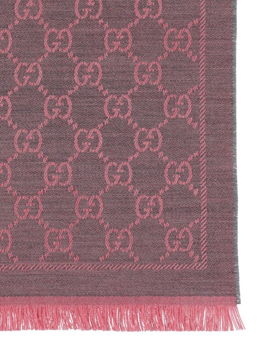 Gucci: GG wool jacquard scarf - Pink/Grey - men_1 | Luisa Via Roma
