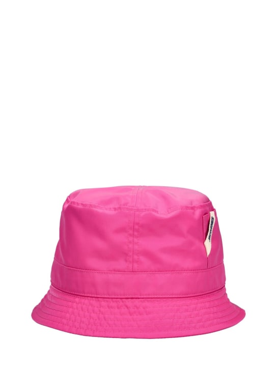 Jacquemus: Le Bob Ovalie nylon bucket hat - Neon Pink - women_0 | Luisa Via Roma