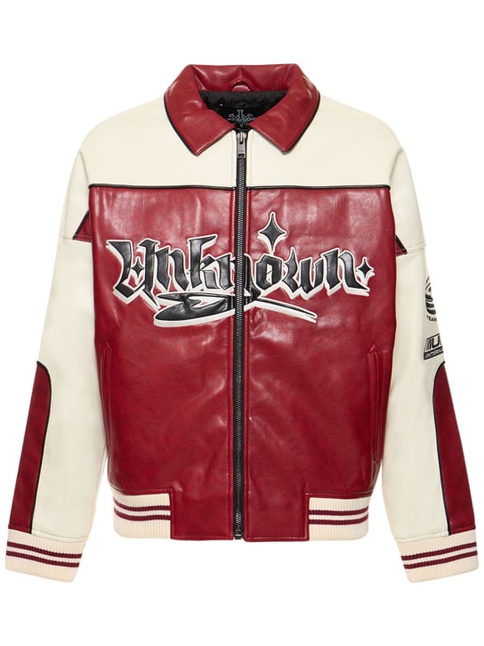 Unknown: Unknown Racing Team faux leather jacket - Red/White - men_0 | Luisa Via Roma