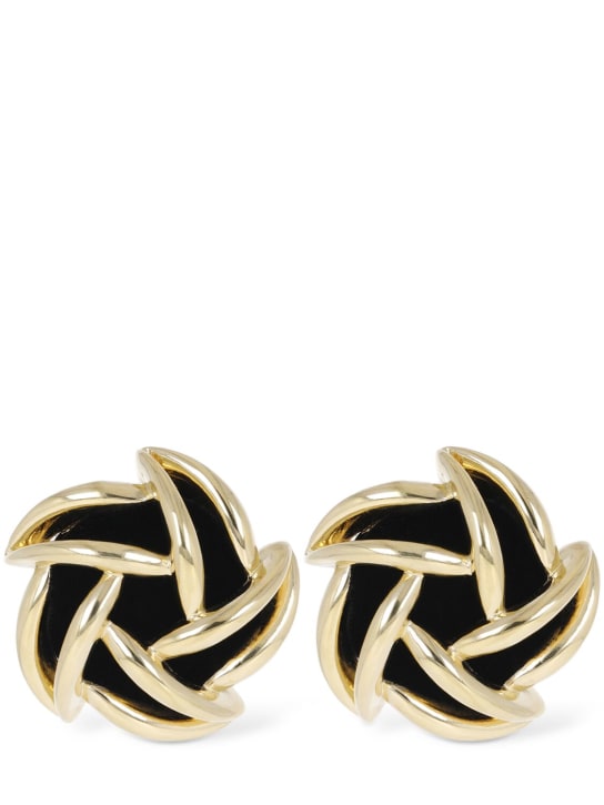Saint Laurent: Vintage Spiral brass earrings - Gold/Black - women_0 | Luisa Via Roma