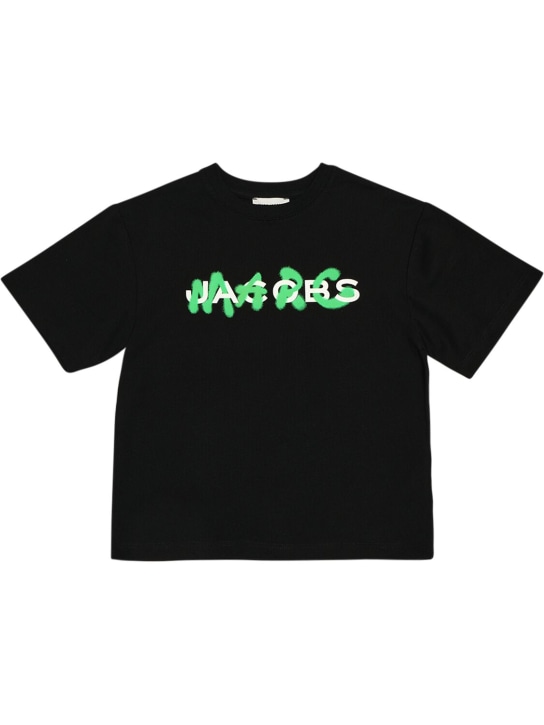 Marc Jacobs: Camiseta de jersey de algodón orgánico - Negro - kids-boys_0 | Luisa Via Roma
