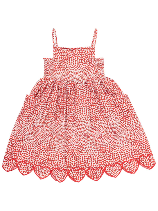 Stella Mccartney Kids: Woven cotton AOP voile dress - Ivory/Red - kids-girls_0 | Luisa Via Roma