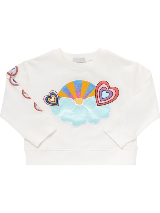 Stella Mccartney Kids: Cotton crewneck sweatshirt - Ivory - kids-girls_0 | Luisa Via Roma