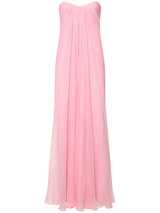 Alexander McQueen: Langes Kleid aus Seide - Blasses Pink - women_0 | Luisa Via Roma