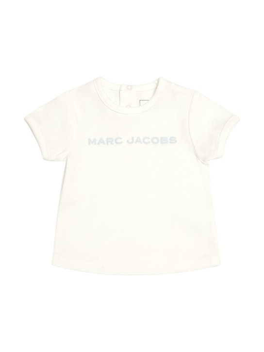 Marc Jacobs: T-shirt in jersey di cotone e shorts in felpa - Celeste - kids-girls_1 | Luisa Via Roma