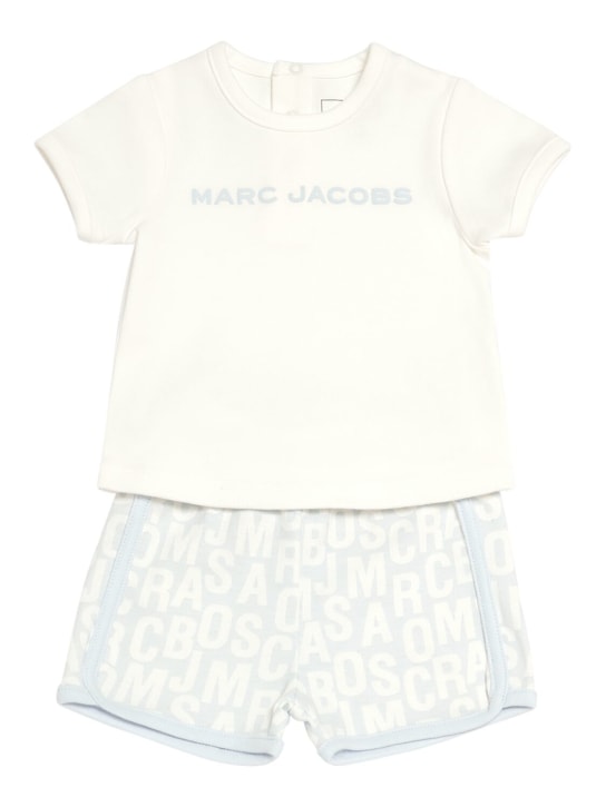 Marc Jacobs: Camiseta y shorts de jersey de algodón - Azul Claro - kids-girls_0 | Luisa Via Roma