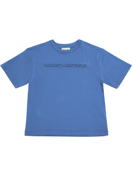 Marc Jacobs: T-shirt in jersey di cotone organico - Blu - kids-boys_0 | Luisa Via Roma