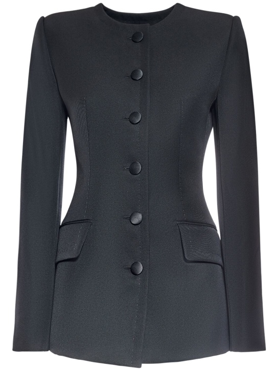 Dolce&Gabbana: Veste en crêpe de laine à boutonnage simple - Noir - women_0 | Luisa Via Roma