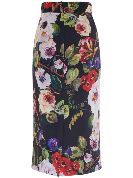 Dolce&Gabbana: Silk blend charmeuse printed midi skirt - Multicolor - women_0 | Luisa Via Roma