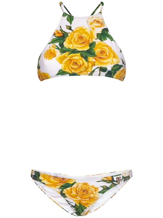 Dolce&Gabbana: Bikini de jersey estampado - Multicolor - women_0 | Luisa Via Roma