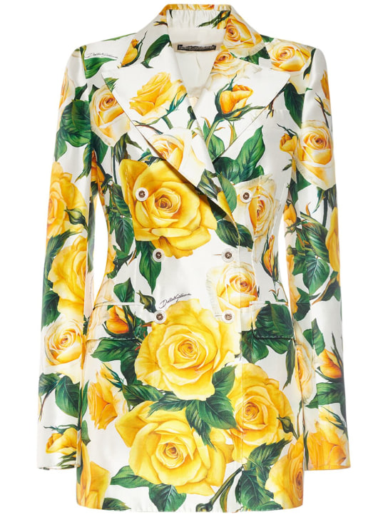 Dolce&Gabbana: Rose print satin jacket - Multicolor - women_0 | Luisa Via Roma