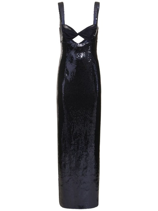 Galvan: Liquid sequined cutout maxi dress - Multi/Navy - women_0 | Luisa Via Roma