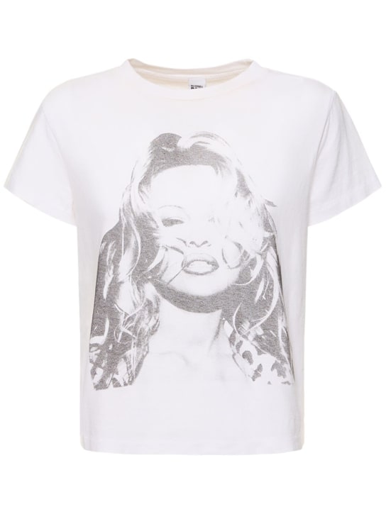 RE/DONE: T-shirt en jersey imprimé RE/DONE & Pam - Blanc - women_0 | Luisa Via Roma