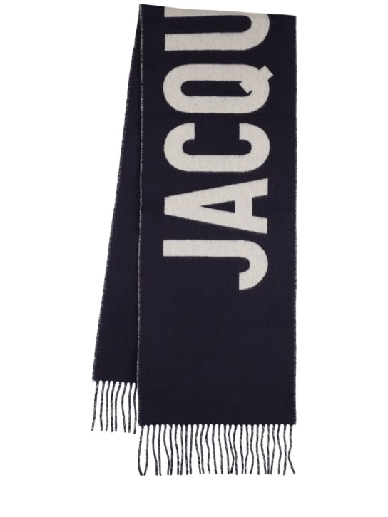 Jacquemus: L'Echarpe logo wool scarf - Navy - women_0 | Luisa Via Roma