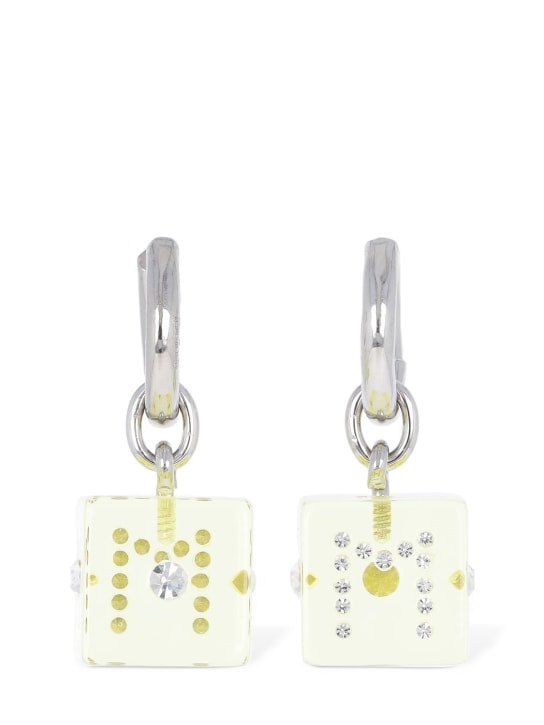 Marni: Resin earrings w/ dice & crystal - Silver/Yellow - women_0 | Luisa Via Roma