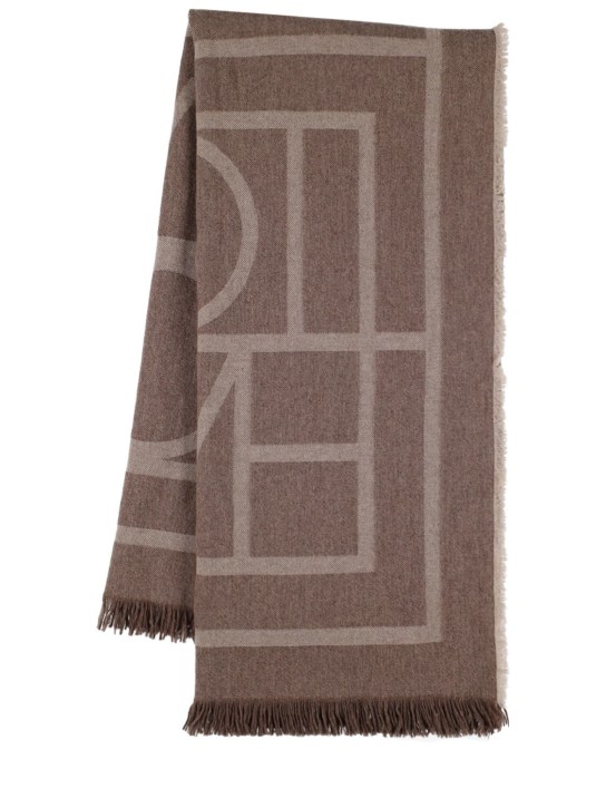 Toteme: Monogram wool & cashmere scarf - Tobacco Monogram - women_0 | Luisa Via Roma