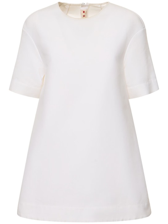 Marni: Cotton cady short sleeve mini dress - White - women_0 | Luisa Via Roma