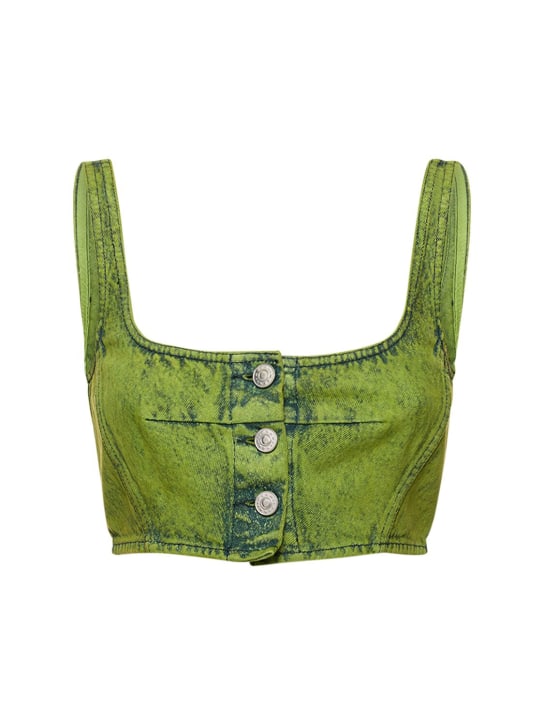 Marni: 短款棉质牛仔上衣 - 绿色 - women_0 | Luisa Via Roma