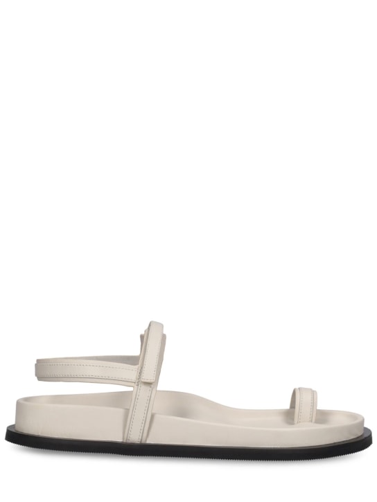 St. Agni: 30mm Keko leather flat sandals - Off White - women_0 | Luisa Via Roma