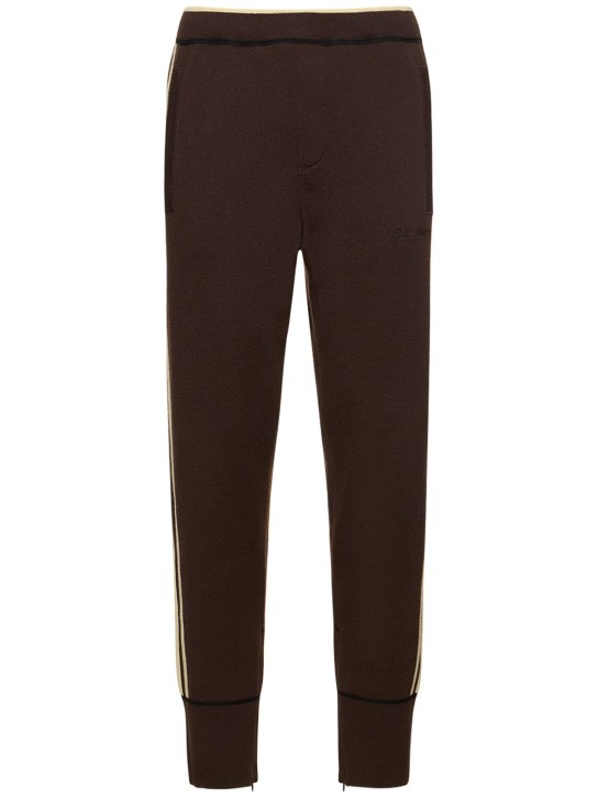 adidas Originals: Pantalon en maille de laine mélangée Wales Bonner - Dark Brown/Sand - women_0 | Luisa Via Roma