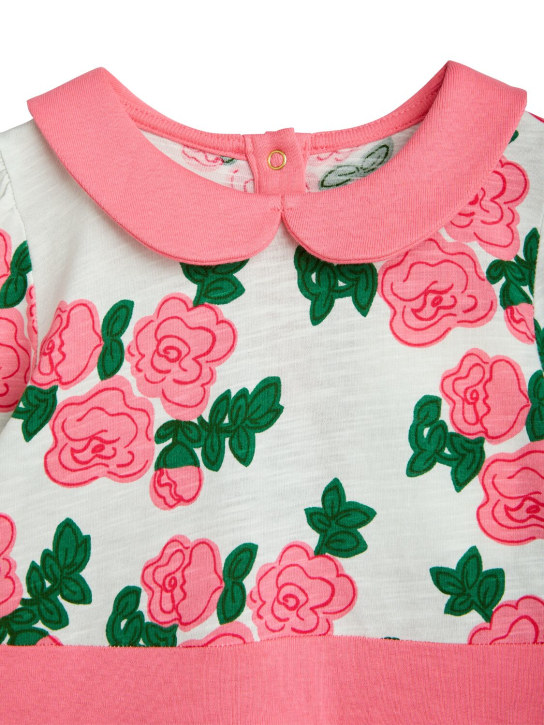Mini Rodini: Rose printed organic cotton dress - White/Pink - kids-girls_1 | Luisa Via Roma