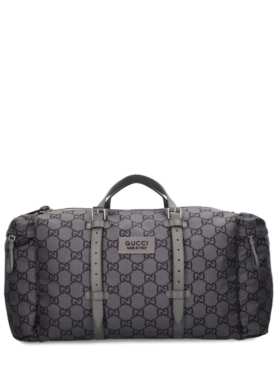 Gucci: GG ripstop nylon duffle bag - Grey/Black - men_0 | Luisa Via Roma