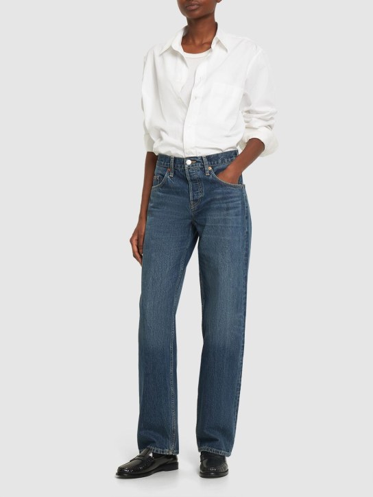 RE/DONE: Jeans anchos de denim con cintura alta - Azul - women_1 | Luisa Via Roma