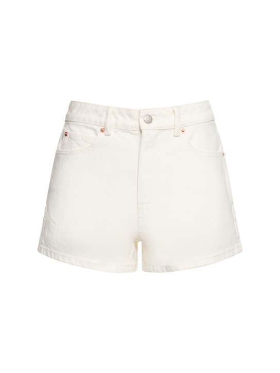 Alexander Wang: Shorts de algodón con cintura alta - Blanco - women_0 | Luisa Via Roma