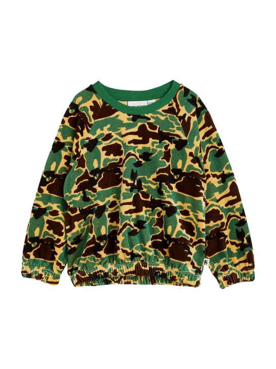 Mini Rodini: Camo print organic cotton sweatshirt - Military Green - kids-boys_0 | Luisa Via Roma