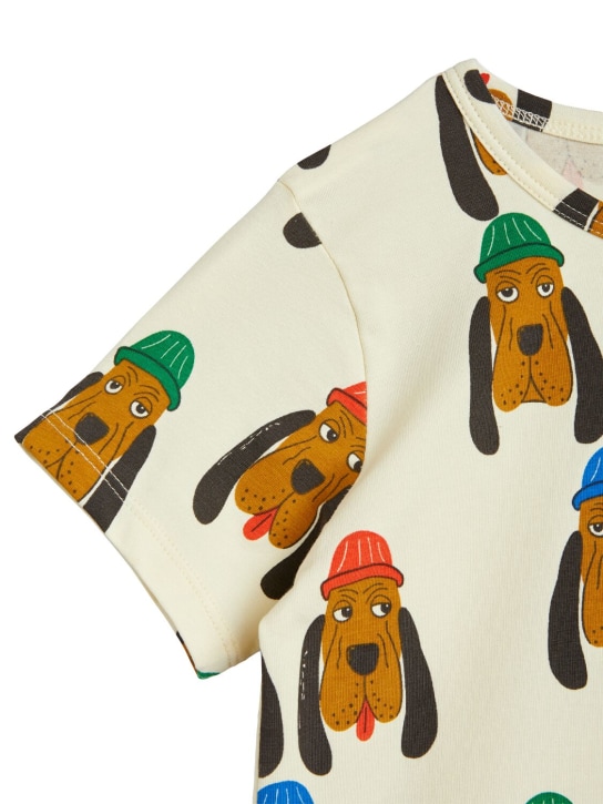 Mini Rodini: T-shirt en coton biologique imprimé Bloodhound - Blanc Cassé - kids-girls_1 | Luisa Via Roma