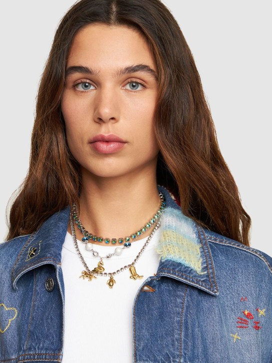Marni: Doppelte Halskette mit Kristallen „Peanut“ - Multi/Crystal - women_1 | Luisa Via Roma