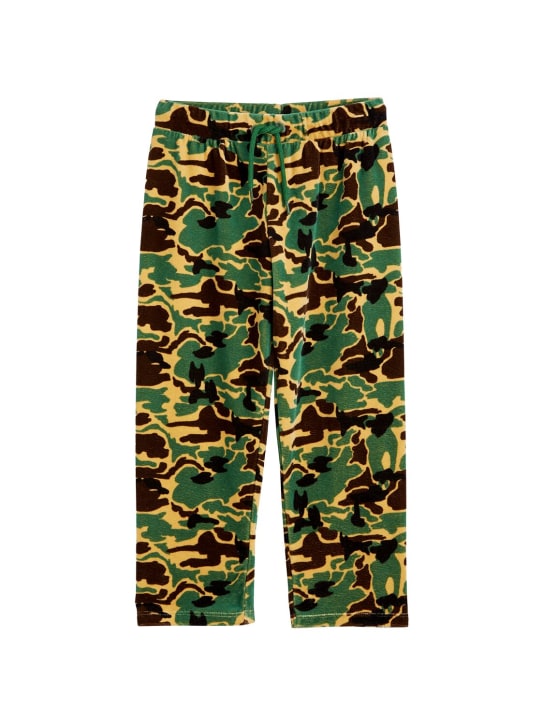 Mini Rodini: Pantalon en coton bio imprimé camouflage - Vert Militaire - kids-boys_0 | Luisa Via Roma