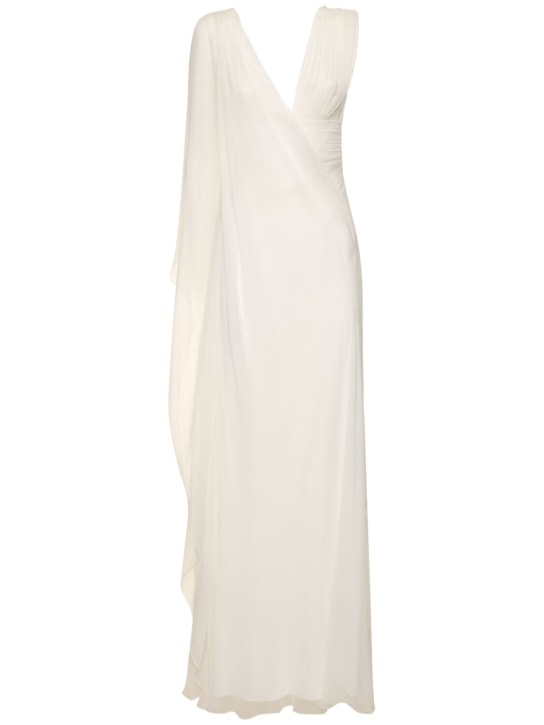 Alberta Ferretti: Langes Kleid aus Chiffon - Weiß - women_0 | Luisa Via Roma
