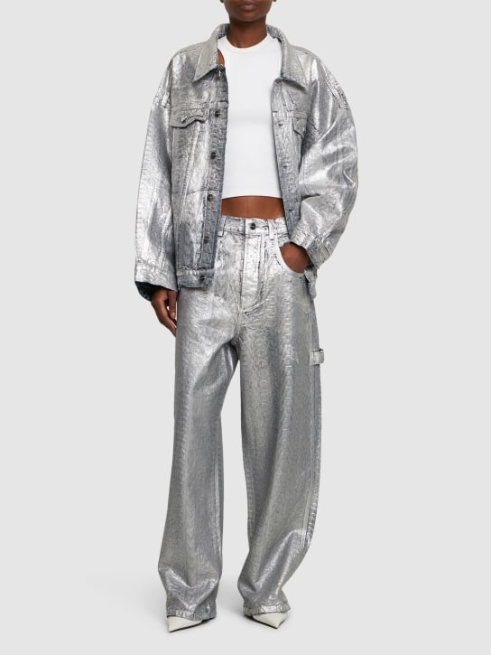 Marc Jacobs: Jeans oversize con monograma - Plata - women_1 | Luisa Via Roma