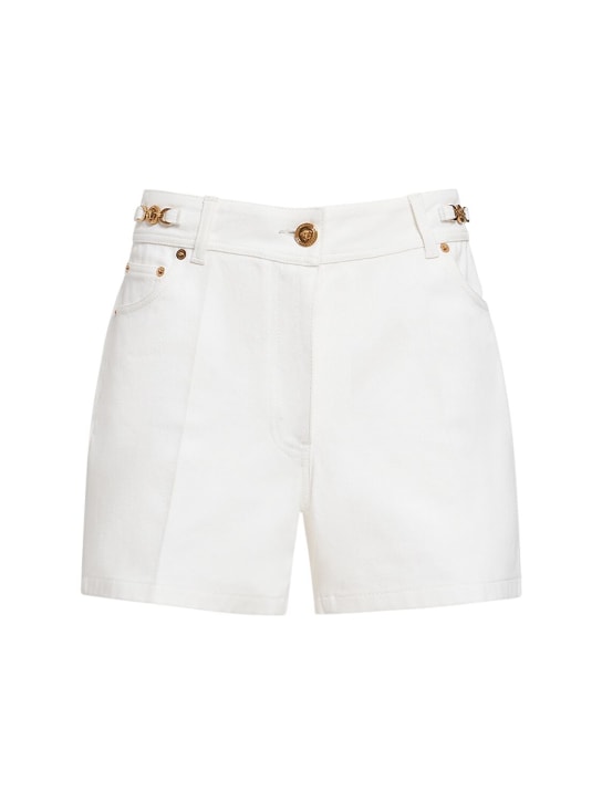 Versace: Denim shorts - White - women_0 | Luisa Via Roma