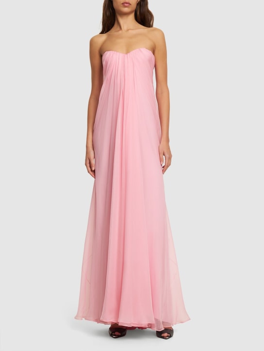 Alexander McQueen: Long silk dress - Light Pink - women_1 | Luisa Via Roma