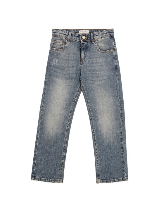 Golden Goose: Jeans in denim di cotone medium stonewashed - Blu - kids-boys_0 | Luisa Via Roma