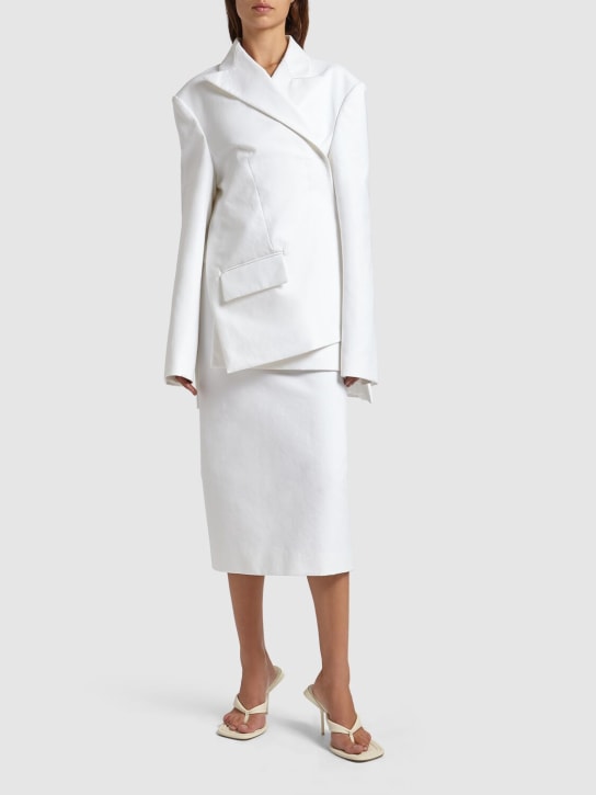 Sportmax: Accordo1234 washed cotton midi skirt - White - women_1 | Luisa Via Roma