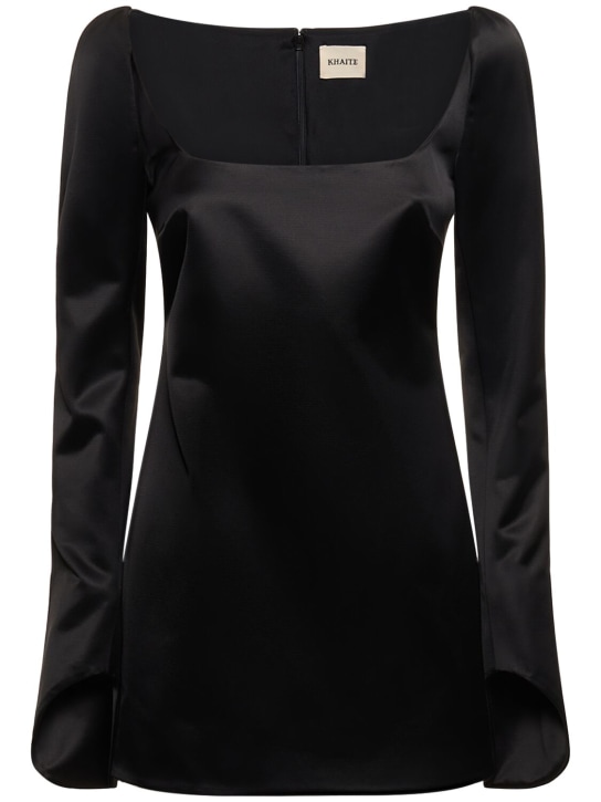 Khaite: Tate long sleeved crepe mini dress - Black - women_0 | Luisa Via Roma
