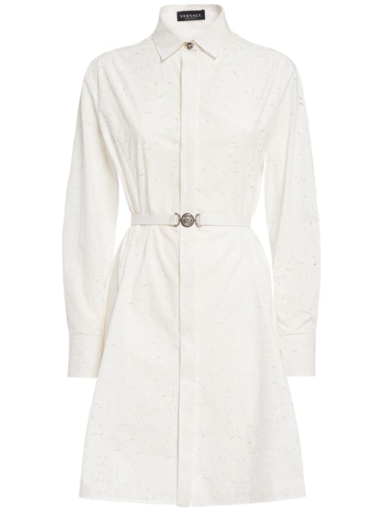 Versace: Minihemdkleid aus Popeline - Weiß - women_0 | Luisa Via Roma
