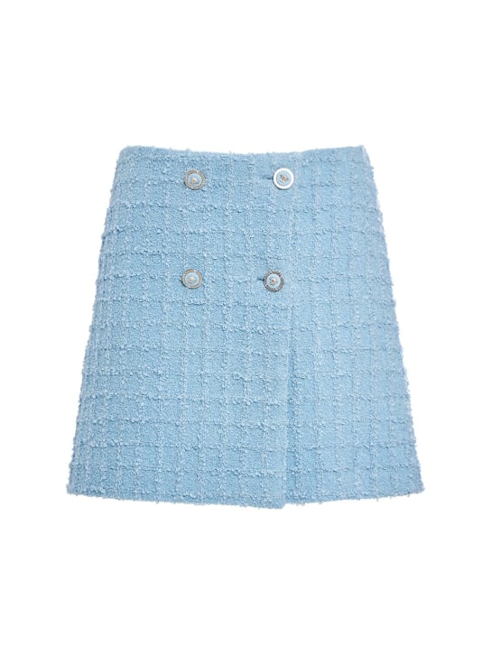 Versace: Tweed mini skirt - Light Blue - women_0 | Luisa Via Roma