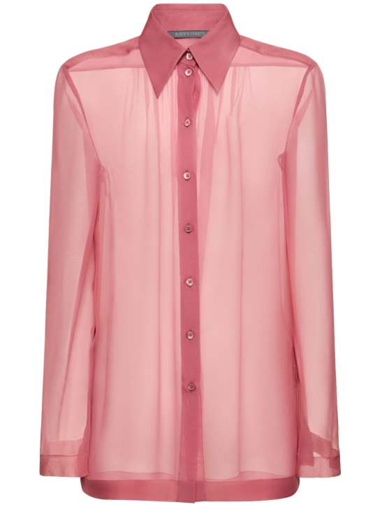 Alberta Ferretti: Draped chiffon organza shirt - Dark Pink - women_0 | Luisa Via Roma