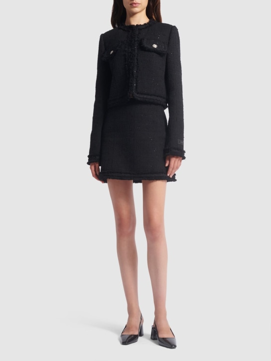Versace: Minishorts aus Baumwolltweed - Schwarz - women_1 | Luisa Via Roma