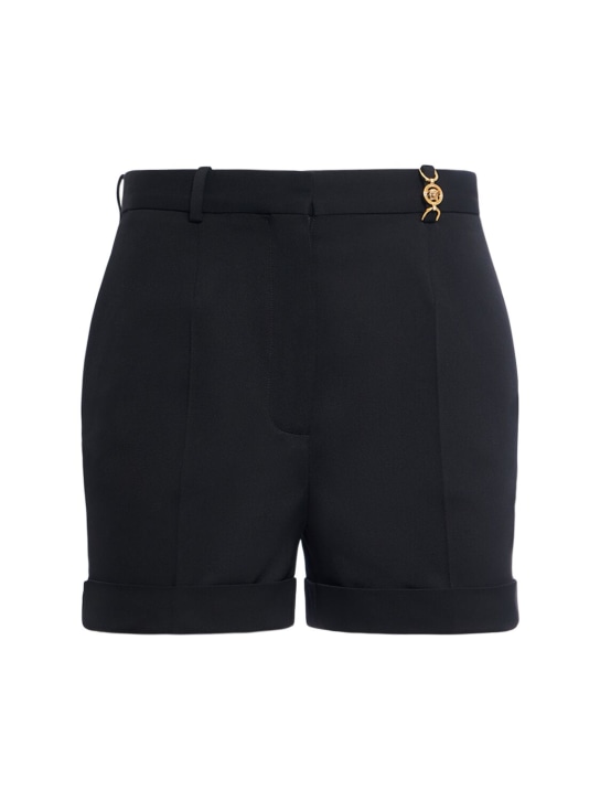 Versace: Shorts aus Stretch-Wolle - Schwarz - women_0 | Luisa Via Roma