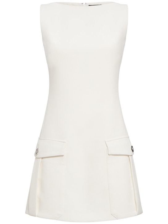 Versace: Vestido corto de viscosa stretch - Blanco - women_0 | Luisa Via Roma