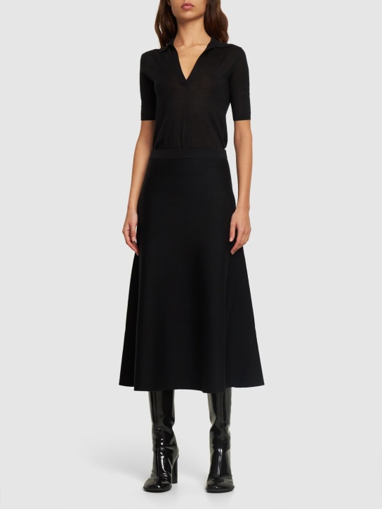 Gabriela Hearst: Freddie wool blend knit midi skirt - Black - women_1 | Luisa Via Roma