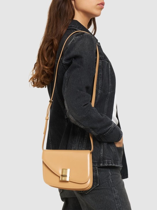 Ferragamo: Small Fiamma leather shoulder bag - Camel - women_1 | Luisa Via Roma
