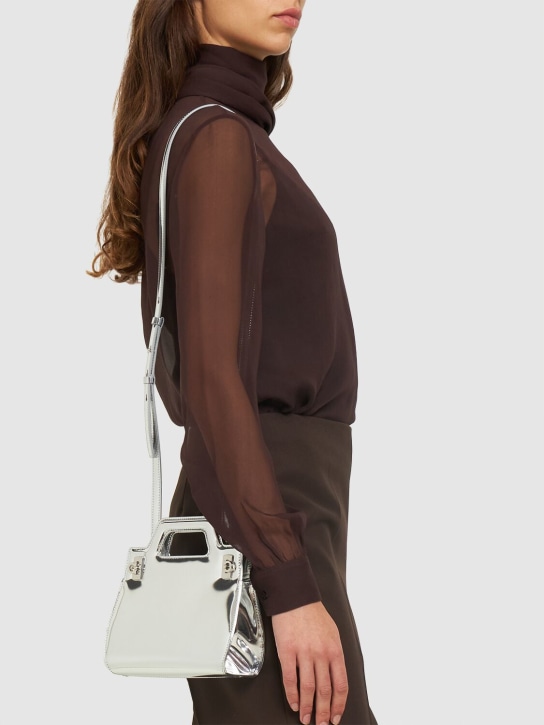 Ferragamo: wanda mini leather top handle bag - Silver - women_1 | Luisa Via Roma