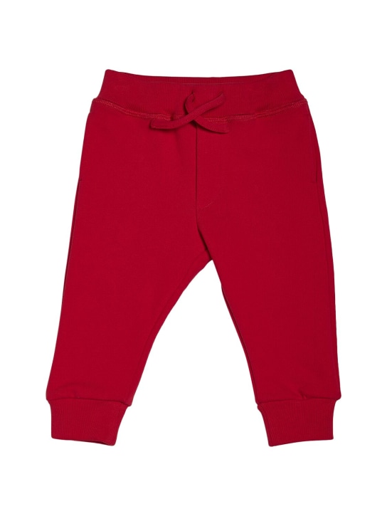 Dsquared2: Pantaloni in felpa di cotone con logo - Rosso - kids-boys_0 | Luisa Via Roma